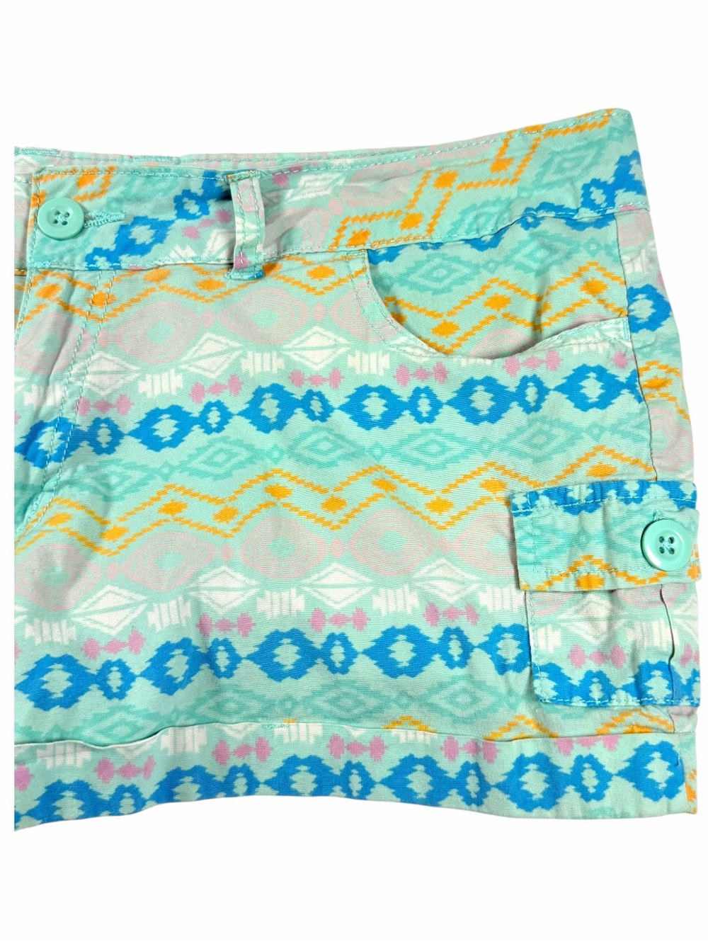 Aztec Print Micro Cargo Cotton Shorts Large Y2K Festival - Picture 4 of 9